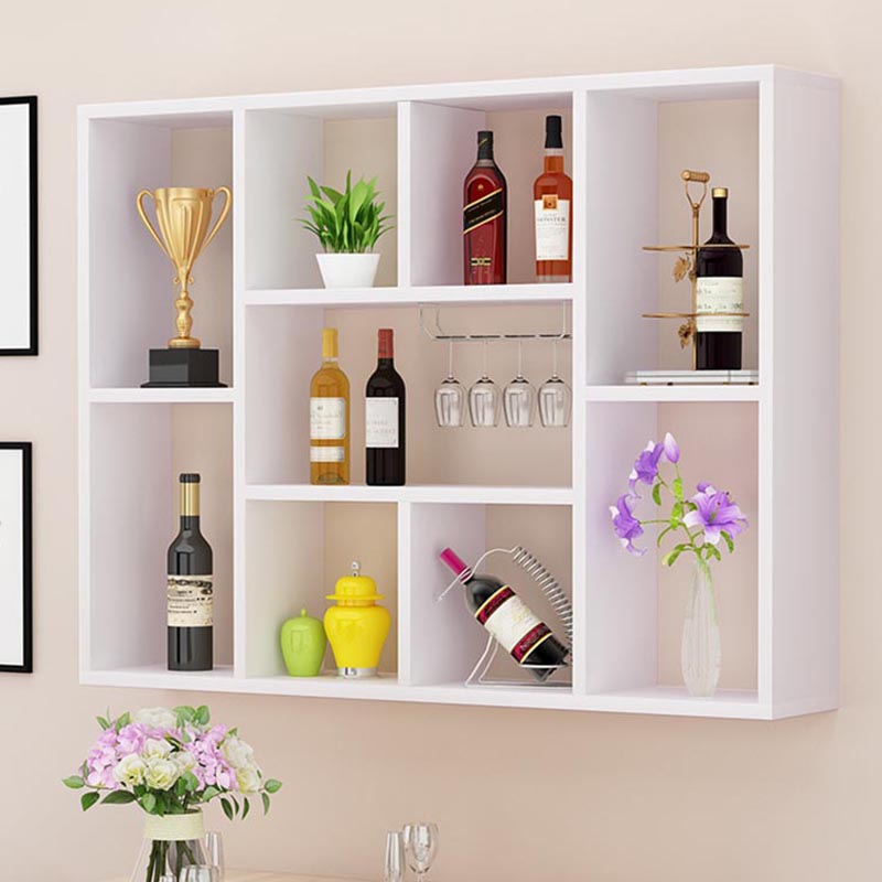 Wood Wall Mounted Wine Rack Modern Wine Rack with Shelf for Kitchen