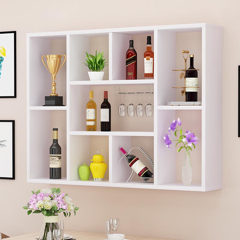 Wood Wall Mounted Wine Rack Modern Wine Rack with Shelf for Kitchen