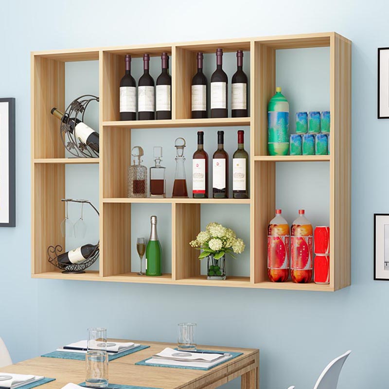 Wood Wall Mounted Wine Rack Modern Wine Rack with Shelf for Kitchen