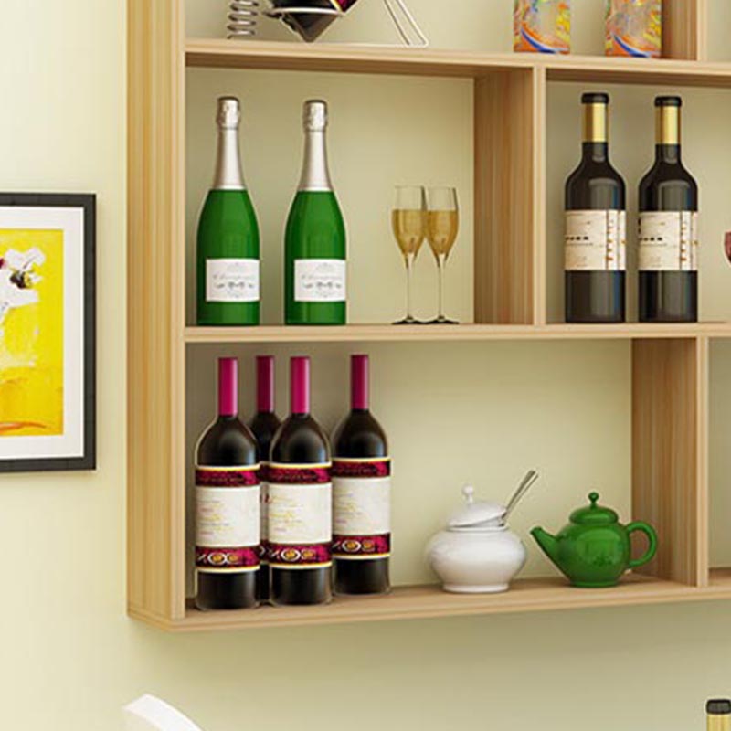 Wood Wall Mounted Wine Rack Modern Wine Rack with Shelf for Kitchen