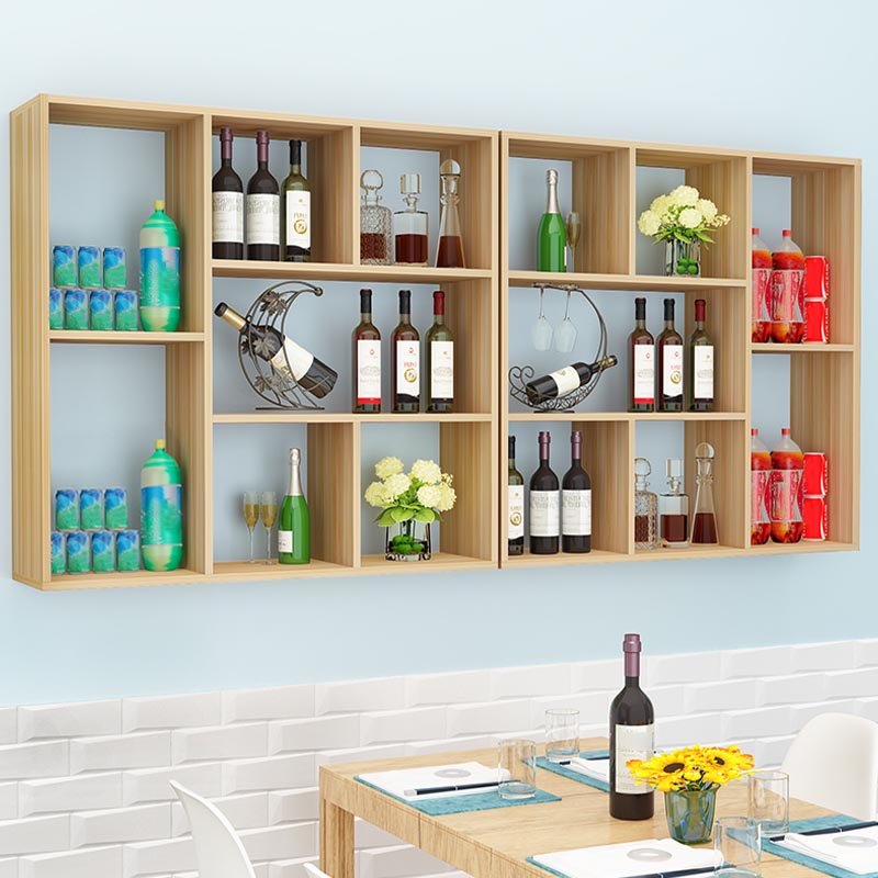 Wood Wall Mounted Wine Rack Modern Wine Rack with Shelf for Kitchen