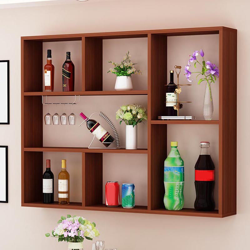 Wood Wall Mounted Wine Rack Modern Wine Rack with Shelf for Kitchen