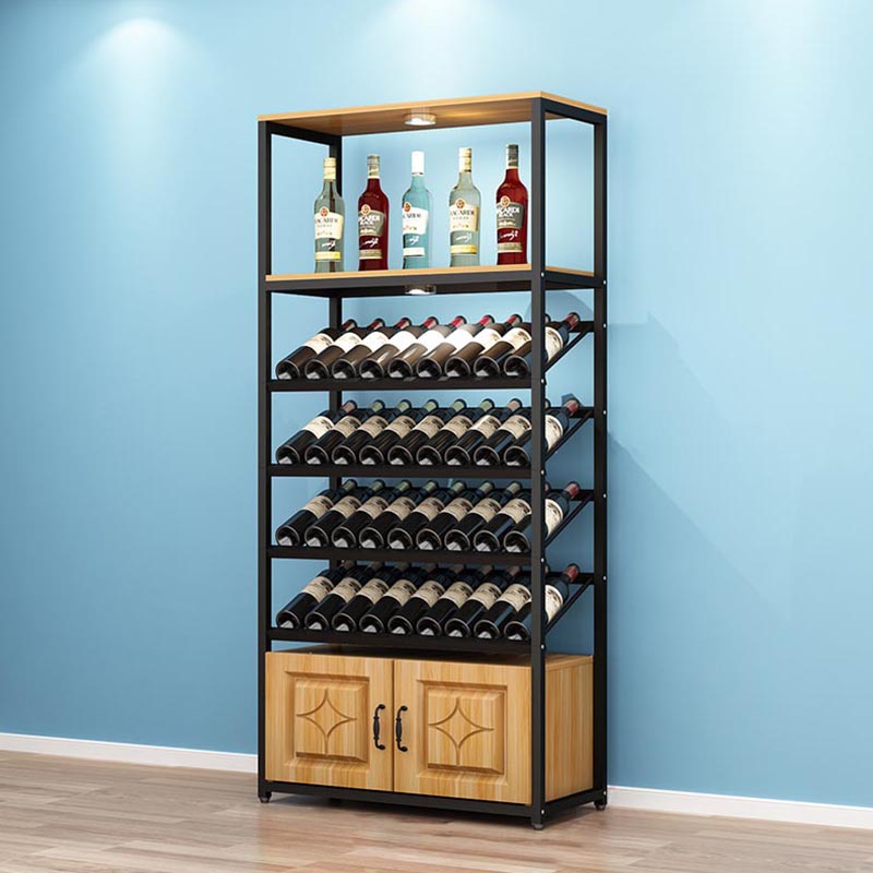 Mid-Century Modern Wine Rack Floor Solid Wood Wine Holder Rack