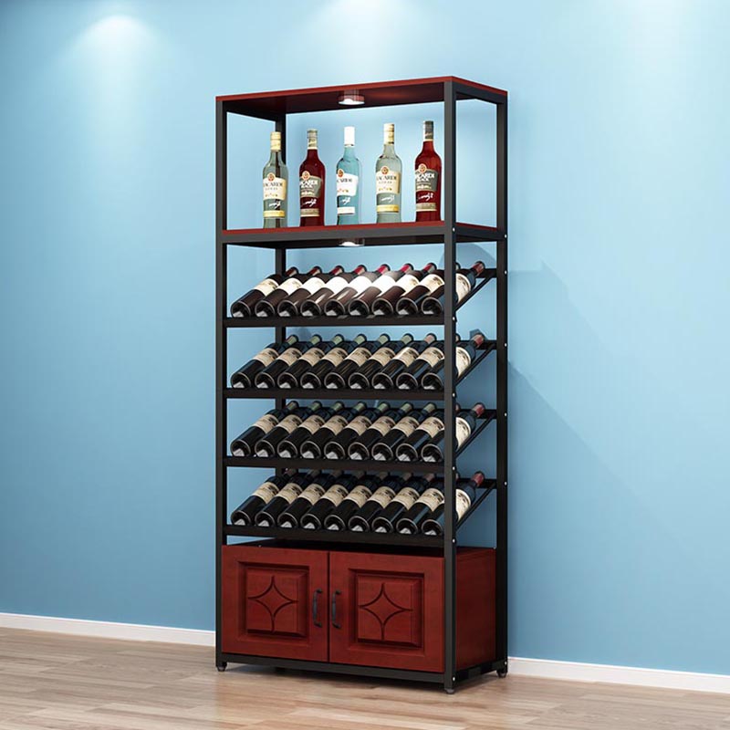 Mid-Century Modern Wine Rack Floor Solid Wood Wine Holder Rack