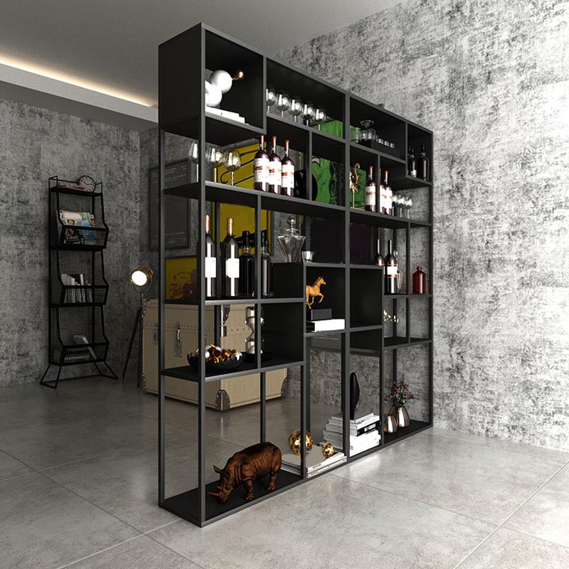 Metal Floor Wine Bottle Rack Industrial Wine Bottle Holder with Shelf