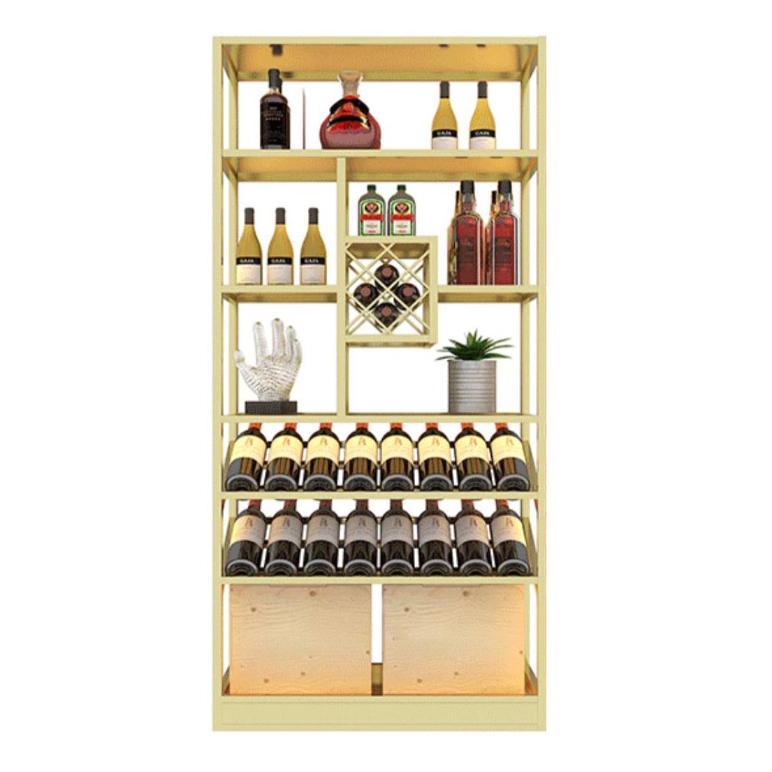 Freestanding Luxury Wine Jail Metal with Shelf Wine Rack Kit 11.8"Wide