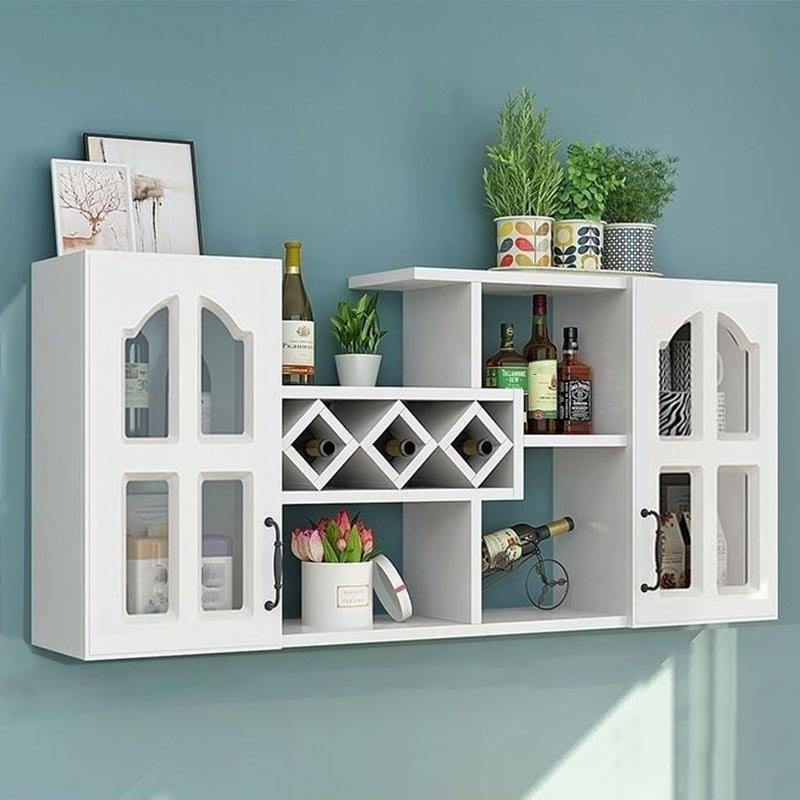 Wall Mounted Modern Wine Rack Wood Wine Rack with Shelf for Kitchen