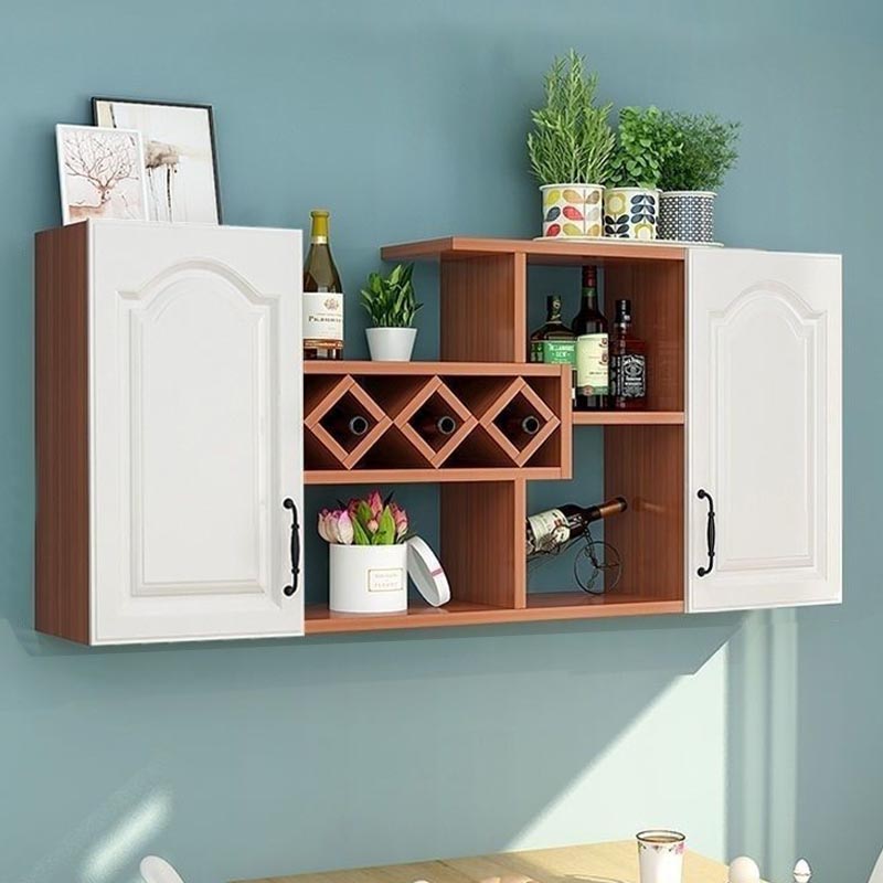 Wall Mounted Modern Wine Rack Wood Wine Rack with Shelf for Kitchen