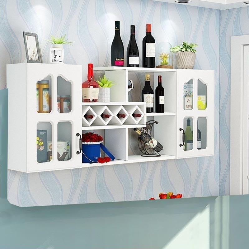 Wall Mounted Modern Wine Rack Wood Wine Rack with Shelf for Kitchen