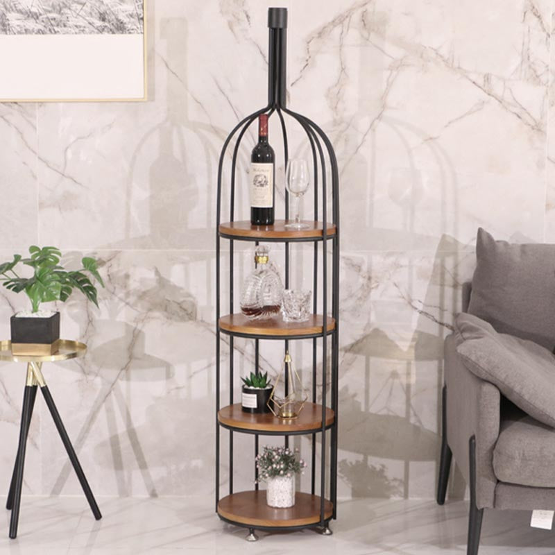 Luxury Metal Wine Holder Rack Round Floor Wine Racks with Shelf