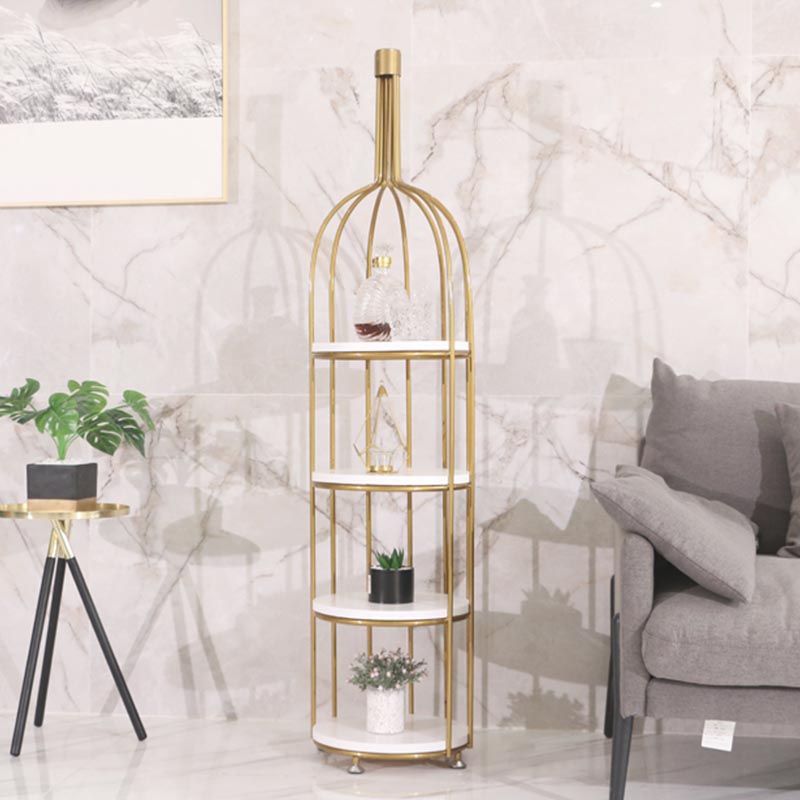 Luxury Metal Wine Holder Rack Round Floor Wine Racks with Shelf