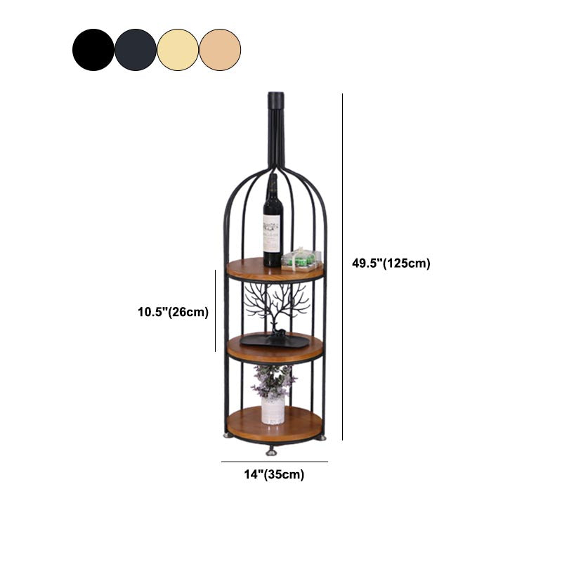 Luxury Metal Wine Holder Rack Round Floor Wine Racks with Shelf