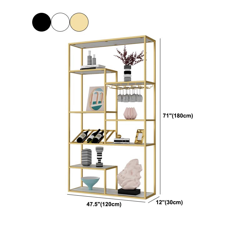 Metal Floor Wine Bottle & Glass Rack Modern Wine Rack Kit with Shelf