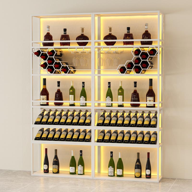 Modern Wine Shelf Freestanding Metal Wine Holder Rack with Shelf