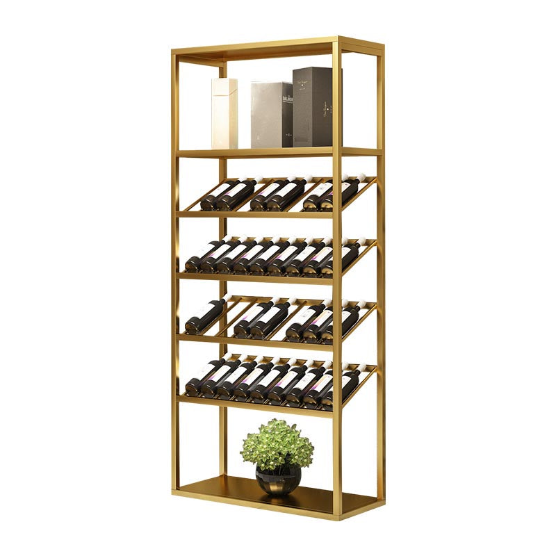 Metal Floor Wine Bottle & Glass Rack Modern Wine Holder Rack with Shelf