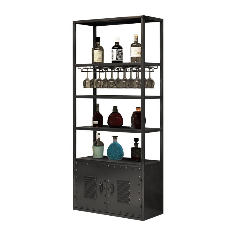 Metal Floor Wine Bottle & Glass Rack Modern Wine Holder Rack with Shelf
