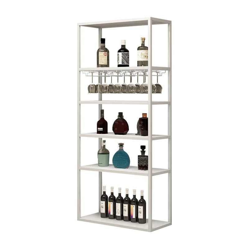 Metal Floor Wine Bottle & Glass Rack Modern Wine Holder Rack with Shelf