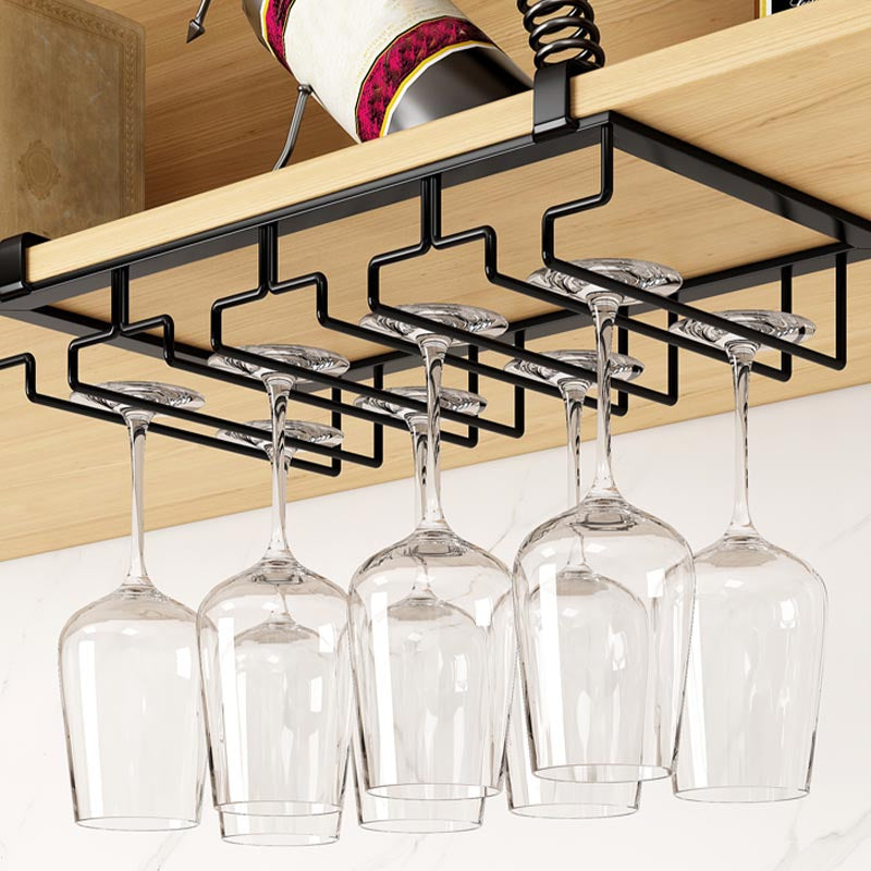 Modern Hanging Wine Glass Rack Metal Glass & Stemware Holder under Cabinet