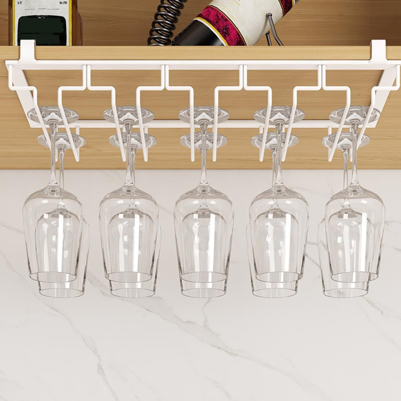 Modern Hanging Wine Glass Rack Metal Glass & Stemware Holder under Cabinet