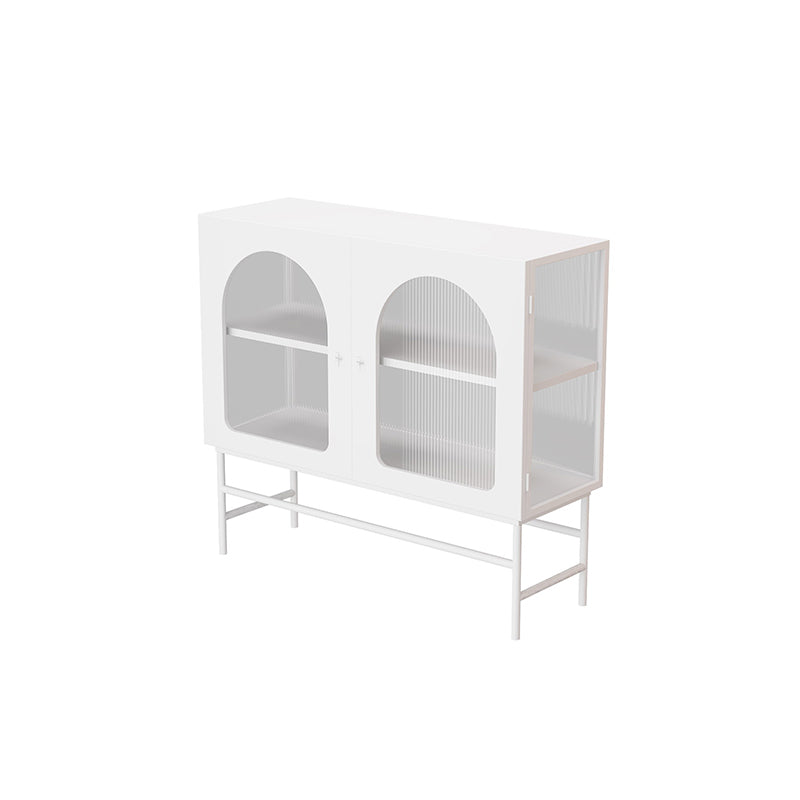 Kitchen Sideboard with Glass Doors Glam Dining Server with Metal Frame