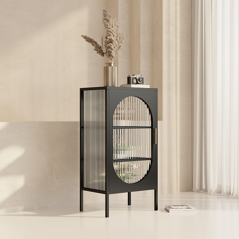 Glam Sideboard with Glass Door Kitchen Server with Metal Frame