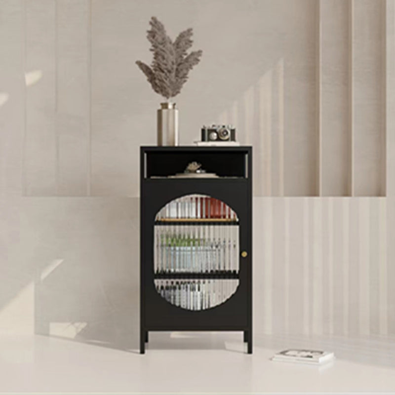 Glam Sideboard with Glass Door Kitchen Server with Metal Frame