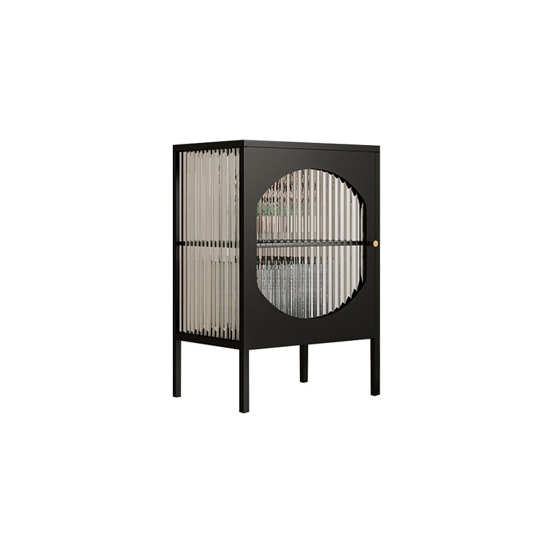 Glam Sideboard with Glass Door Kitchen Server with Metal Frame