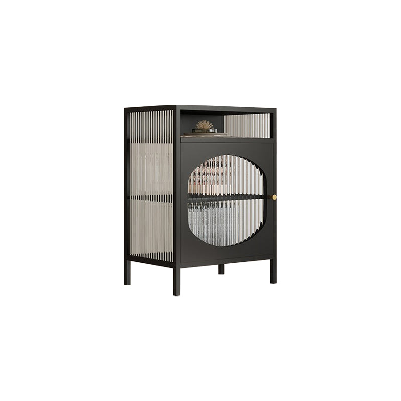 Glam Sideboard with Glass Door Kitchen Server with Metal Frame