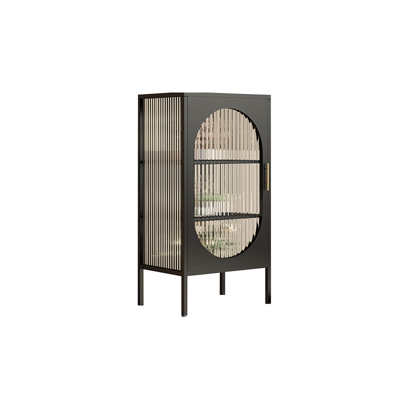 Glam Sideboard with Glass Door Kitchen Server with Metal Frame