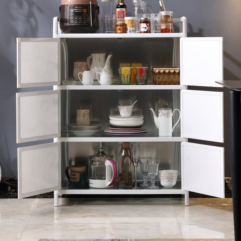 Contemporary Metal Sideboard with Glass Doors Kitchen Dining Server with Cabinets