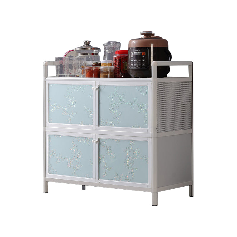 Contemporary Metal Sideboard with Glass Doors Kitchen Dining Server with Cabinets