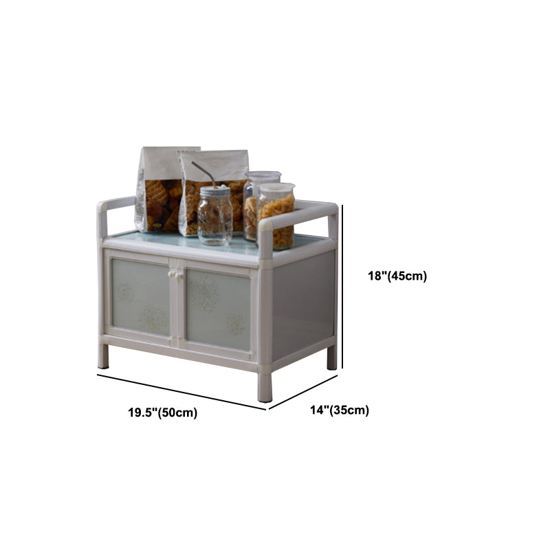 Contemporary Metal Sideboard with Glass Doors Kitchen Dining Server with Cabinets