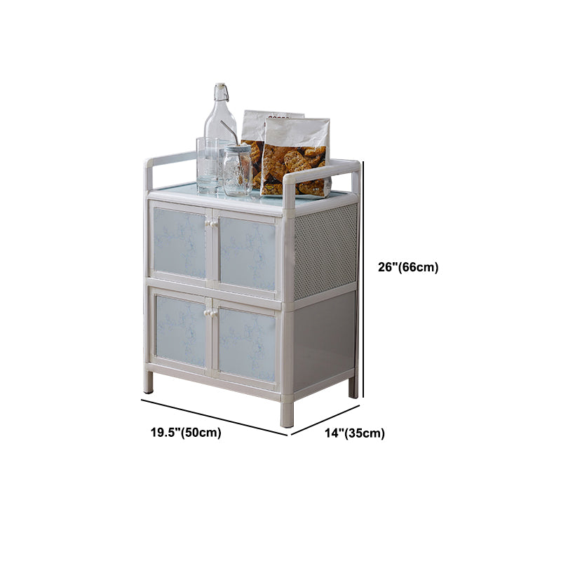 Contemporary Metal Sideboard with Glass Doors Kitchen Dining Server with Cabinets