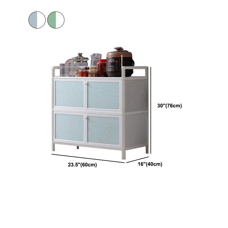 Contemporary Metal Sideboard with Glass Doors Kitchen Dining Server with Cabinets