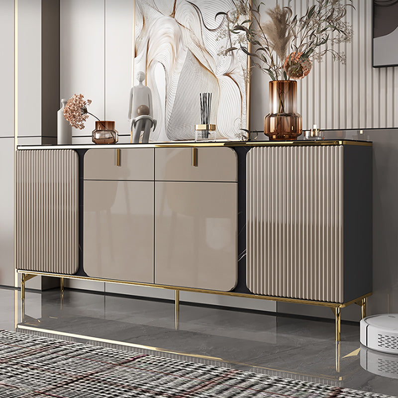 Glam Sideboard Table with Drawer Stone and Wood Buffet Sideboard