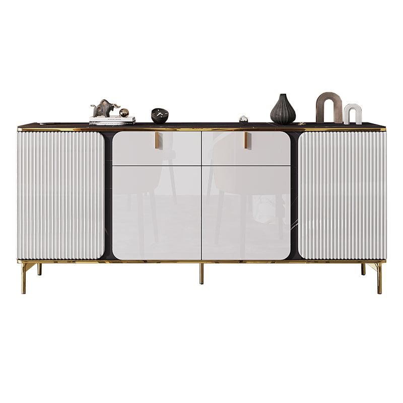 Glam Sideboard Table with Drawer Stone and Wood Buffet Sideboard