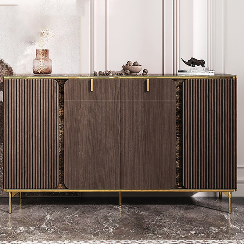 Engineered Wood and Stone Buffet Sideboard Glam Dining Server