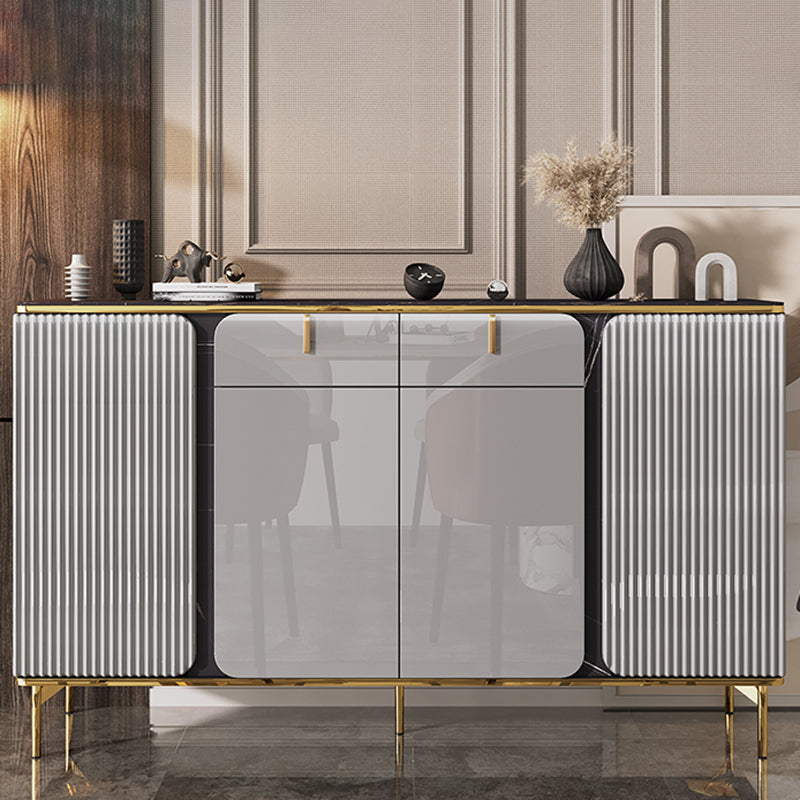 Engineered Wood and Stone Buffet Sideboard Glam Dining Server