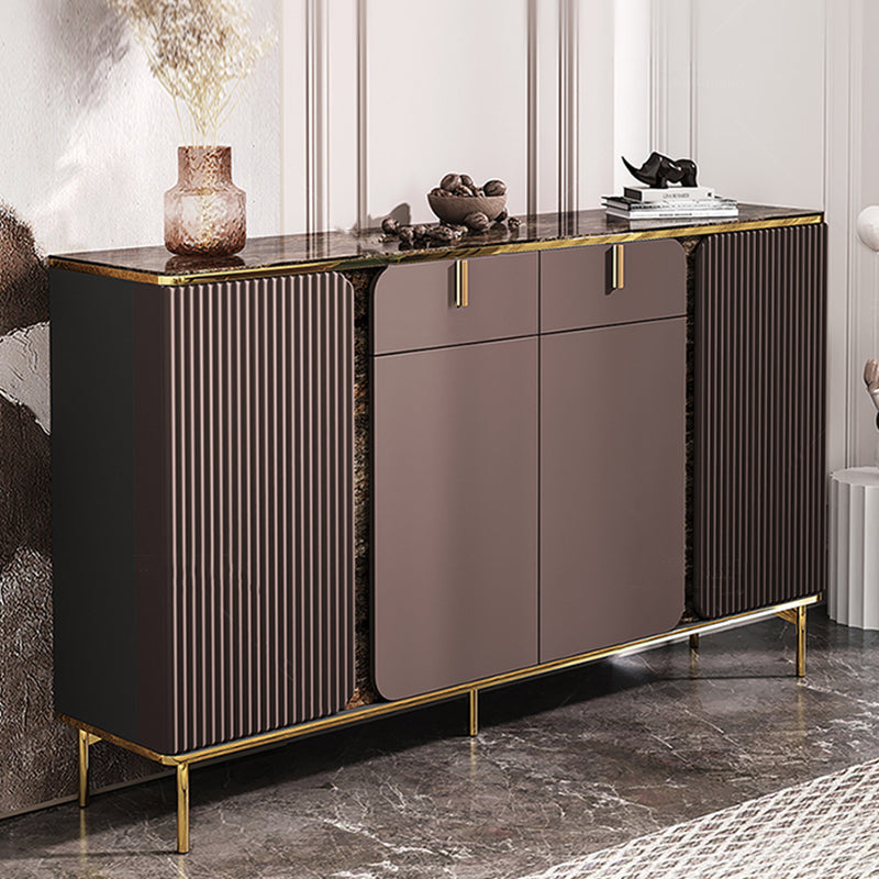 Engineered Wood and Stone Buffet Sideboard Glam Dining Server