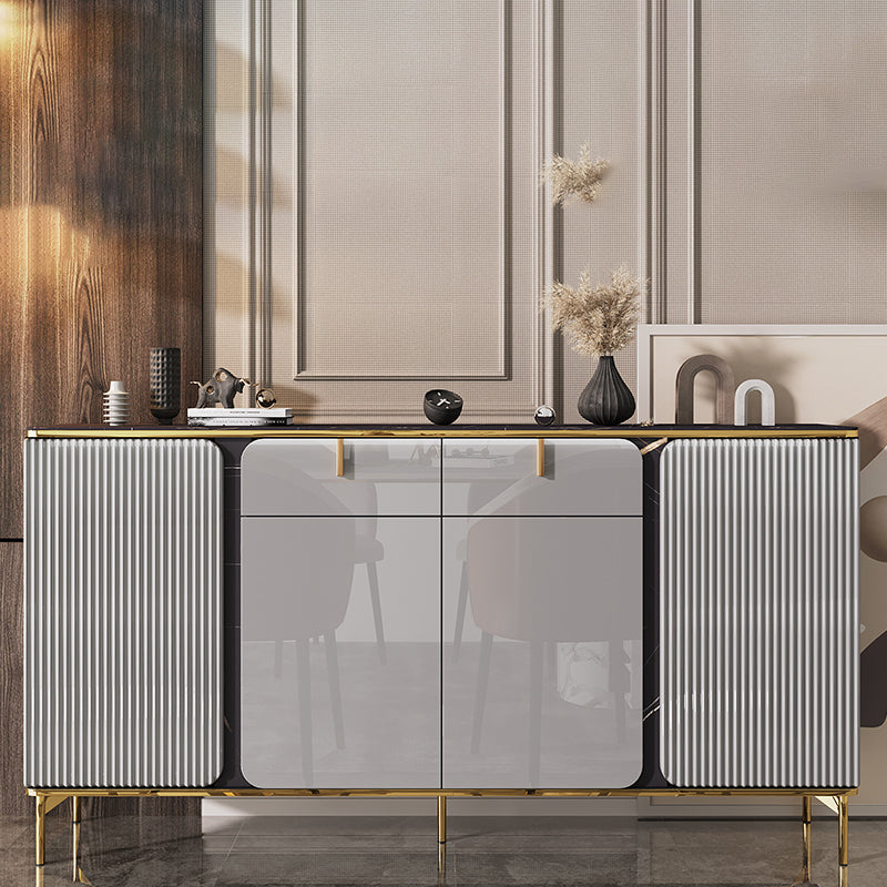 Engineered Wood and Stone Buffet Sideboard Glam Dining Server