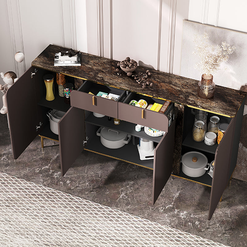 Engineered Wood and Stone Buffet Sideboard Glam Dining Server