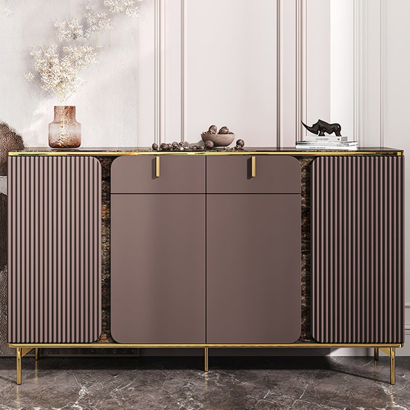 Engineered Wood and Stone Buffet Sideboard Glam Dining Server