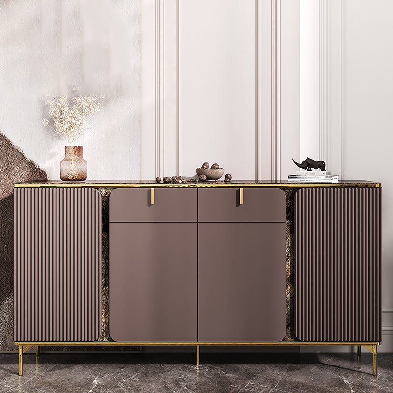 Engineered Wood and Stone Buffet Sideboard Glam Dining Server