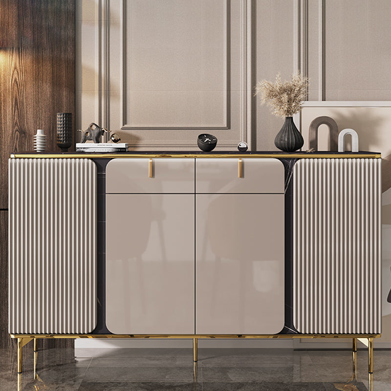 Engineered Wood and Stone Buffet Sideboard Glam Dining Server