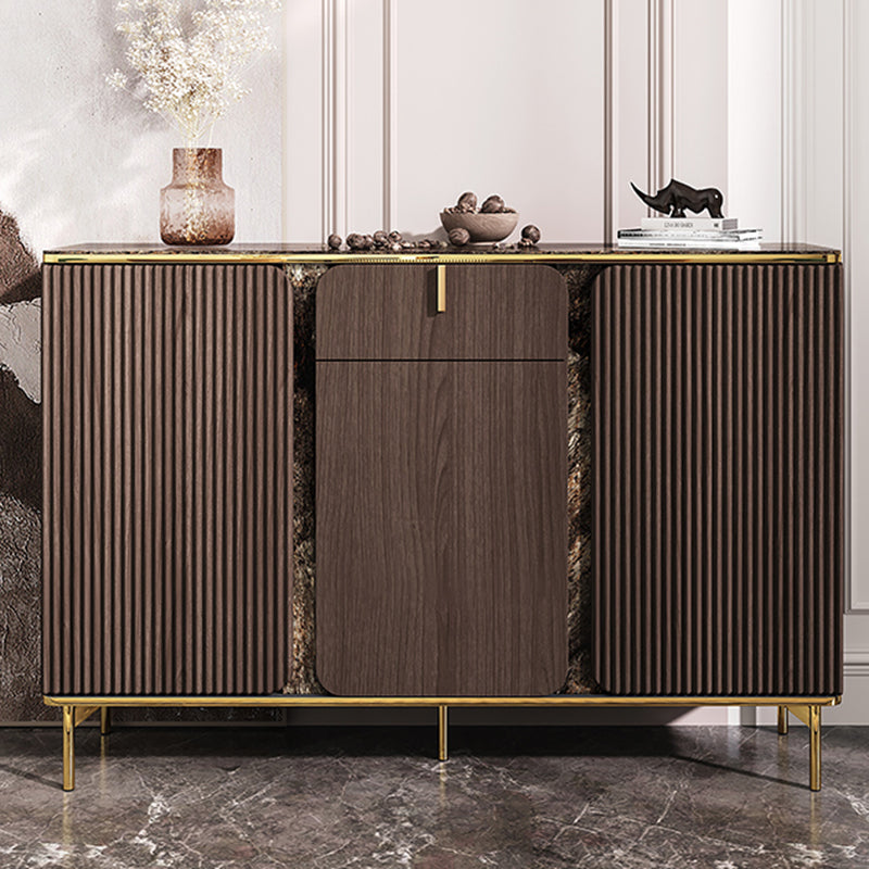 Engineered Wood and Stone Buffet Sideboard Glam Dining Server