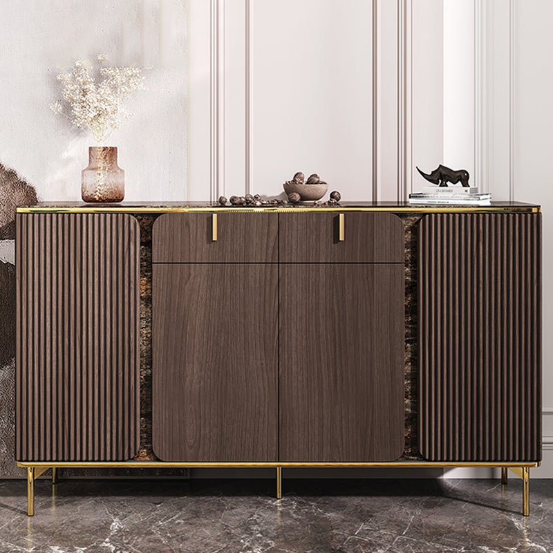 Engineered Wood and Stone Buffet Sideboard Glam Dining Server