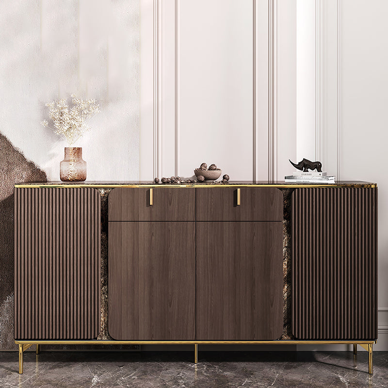 Engineered Wood and Stone Buffet Sideboard Glam Dining Server