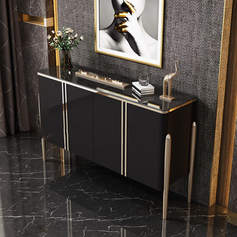 Glam Door Sideboard Stone Top and Wood Sideboard for Living Room