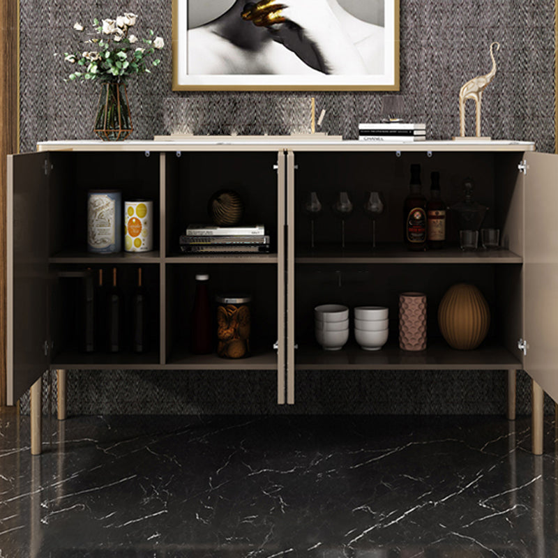 Glam Door Sideboard Stone Top and Wood Sideboard for Living Room