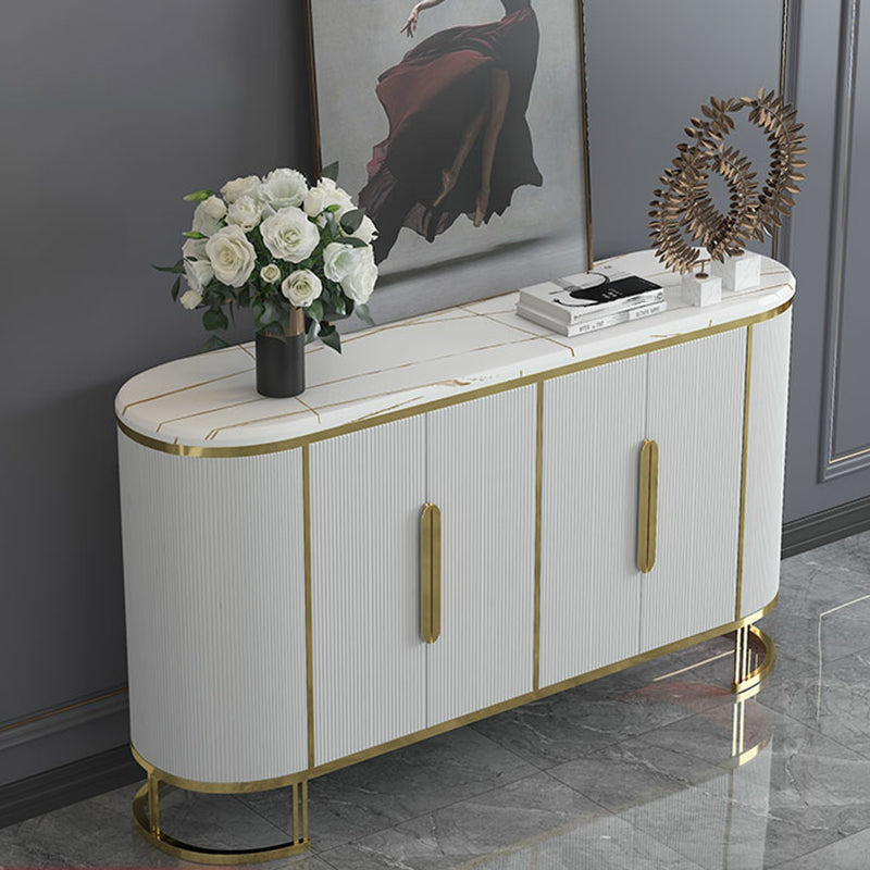 Glam Sideboard Engineer Wood and Stone Top Sideboard for Living Room